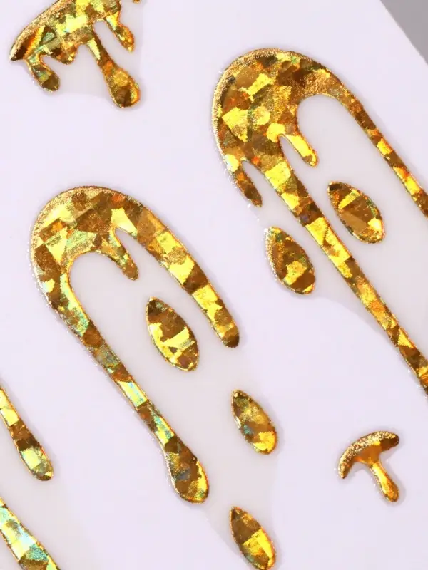 Наклейки для ногтей «Мороженое», голографические, цвет золотистый