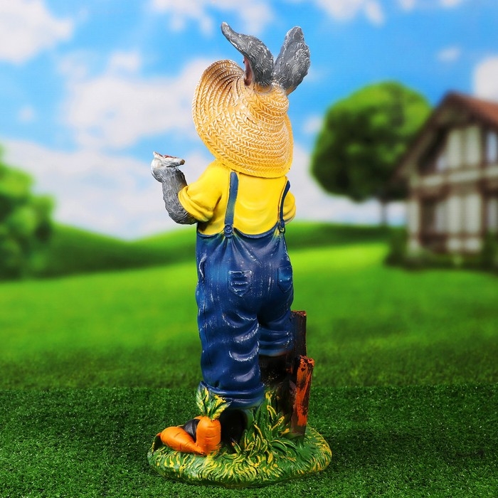 Садовая фигура  Садовая фигура "Зайчик дачник с бабочкой" 49х22х18см