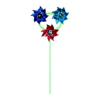 Ветерок &laquo;Вертушка тройная&raquo;, садовая, 18&times;39 см, набор 5 шт., МИКС