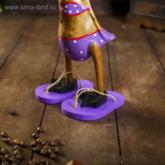 Сувенир дерево Сувенир дерево "Утка в лиловом купальнике и сланцах" 13х9х27 см