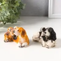 Сувенир полистоун "Собаки с щенками" набор 2 шт 5,5х9,5х5,5 см