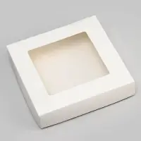 Контейнер на вынос, с окном, белый, 20×20×4 см