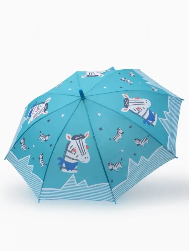 Зонт - трость детский &laquo;Зебра&raquo;, полуавтоматический, R=43/50 см, бирюзовый
