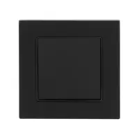 Выключатель проходной TOT Matte Glass, 10 А, 1 клавиша, скрытый монтаж, стеклянная рамка, чёрный