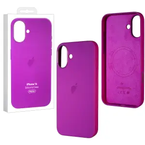 Чехол для iPhone 16 Silicone Case 100% ORG (MagSafe + анимация NFC Clear) c LOGO Fuchsia