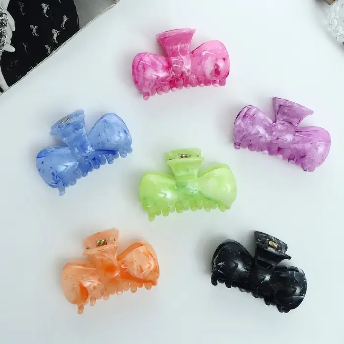 Краб для волос Краб для волос "Юния" бантик круглый, 8,5 см, микс