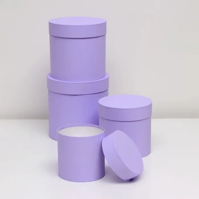Набор шляпных коробок 4 в 1 &laquo;Светлая сирень&raquo; 21&times;21&times;21- 14&times;14&times;14 см
