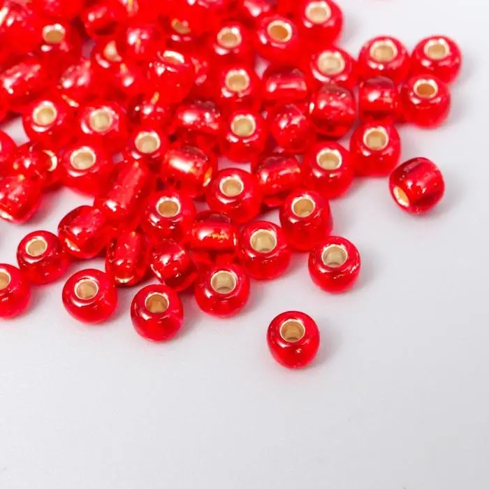 Бисер круглый 6/0 в бутылочке  Бисер круглый 6/0 в бутылочке "Красный" прозрачно-цветной 20 гр