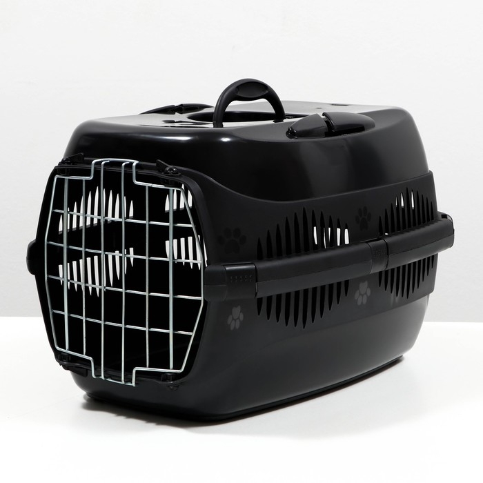 Переноска для животных до 12 кг  Переноска для животных до 12 кг "Пижон" 49х33х32см, металлическая дверь,  черная