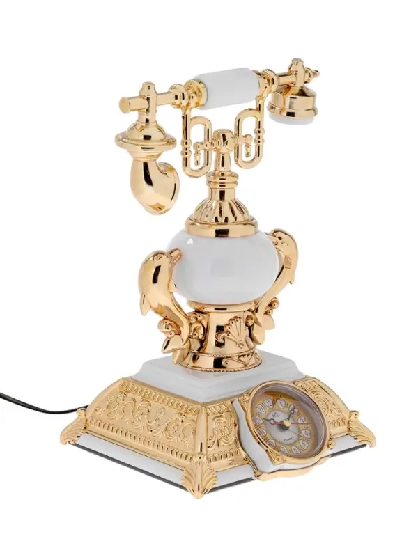 Часы-светильник "Ретро телефон", белый, с будильником, 28.5 х 18 х 18 см