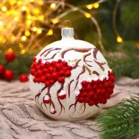 Ёлочный шар &laquo;Гроздья рябины&raquo; новогодний, d=9.5 см
