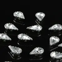 Стразы пришивные «Капля», в ажурной оправе, 8×13 мм, 20 шт., белые