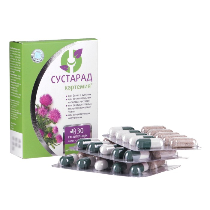 Комплекс «Сустарад», натуральный, здоровые суставы, 30 капсул по 0,5 г Комплекс «Сустарад», натуральный, здоровые суставы, 30 капсул по 0,5 г