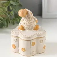 Шкатулка керамика "Кудряш бараш" беж 7,9х7,9х9,5 см