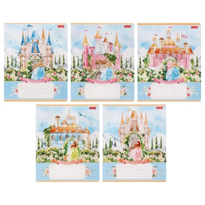 Тетрадь 12л кл Сказочные замки, обл мел карт, блок 65г/м2, МИКС