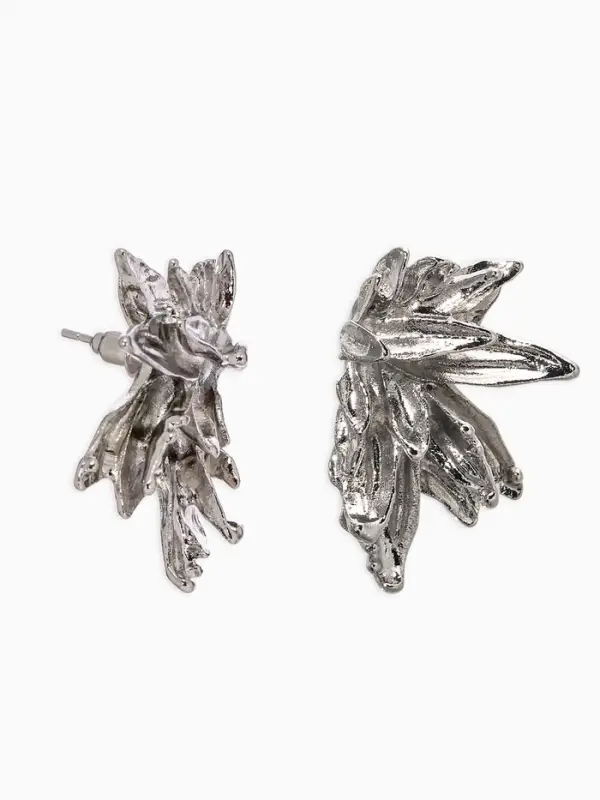 Серьги металл Серьги металл "Цветы половинки", цвет серебро