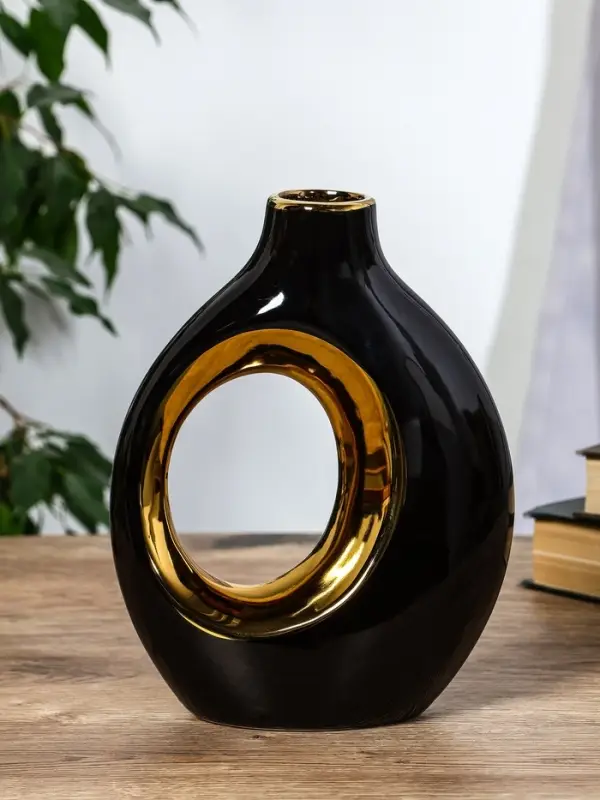 Ваза керамика настольная Ваза керамика настольная "Лари" (набор 2 шт) 22х20 d-4 см, чёрный