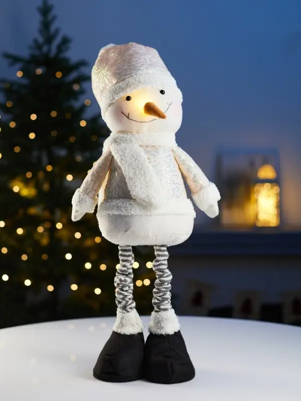 Светодиодная фигура &laquo;Снеговик&raquo; 55-84 см, текстиль, телескопические ножки, 1 LED, от батареек LR1130&times;3, свечение тёплое белое