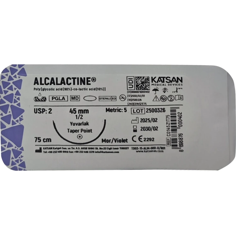 Шовный материал ALCALACTINE 2 75см, колющ. 45мм 1/2 12шт C0145Z1T75
