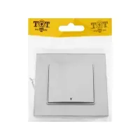 Выключатель TOT Glossy Glass, 10 А, 1 клавиша, с подсветкой, скрытый монтаж, стеклянная рамка, серебристый