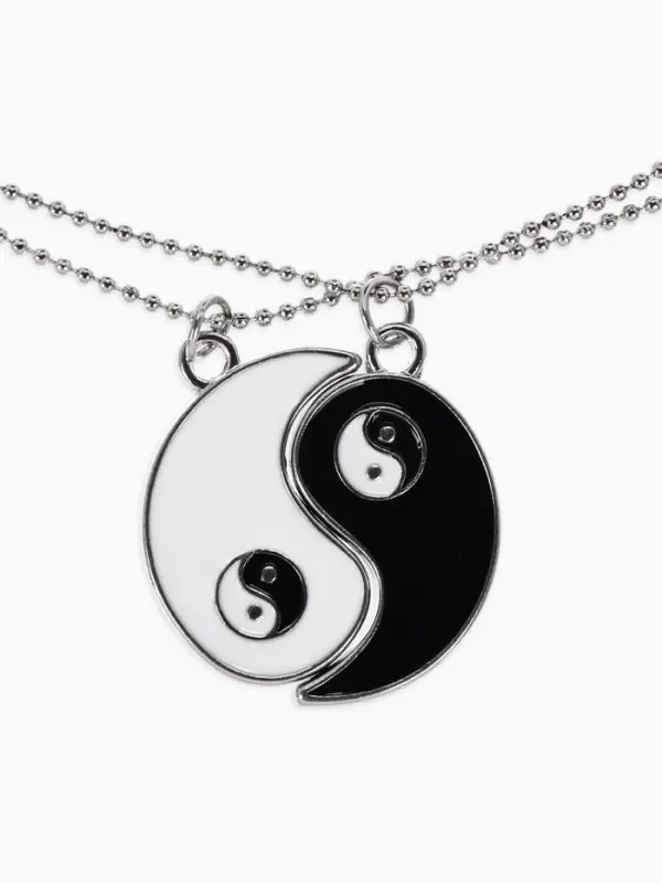 Кулоны парные &laquo;Инь ян капли&raquo;, 45 см, чёрные, белые в серебре