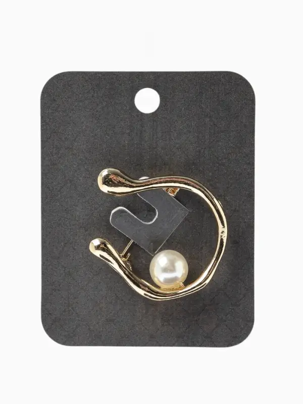 Брошь &laquo;Подкова&raquo;, с бусиной №10, цвет белый в золоте