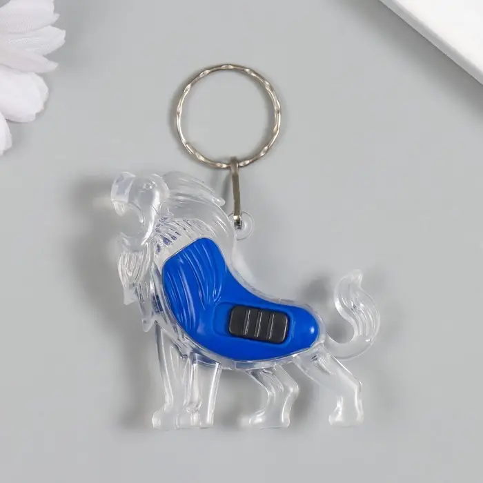 Фонарик брелок для ключей на кольце «Лев», мигает, МИКС Фонарик брелок для ключей на кольце «Лев», мигает, МИКС