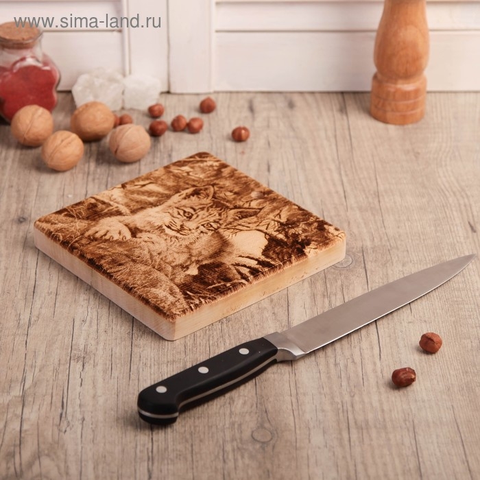 Доска из массива кедра «Рысь», квадратная, 18 × 18 см