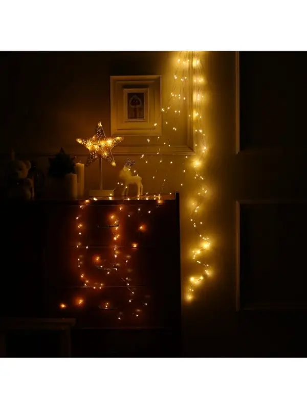 Гирлянда &laquo;Конский хвост&raquo; 8 нитей по 2 м, IP20, серебристая нить, 160 LED, свечение тёплое белое, USB