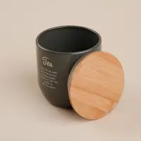 Банка для чая SL Home, 9.5&times;14 см, с бамбуковой крышкой, серая