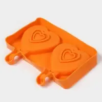 Форма для мороженого &laquo;Сердечко&raquo;, силикон, 19.5&times;14&times;2.5 см, 2 ячейки (8.4&times;9 см), МИКС
