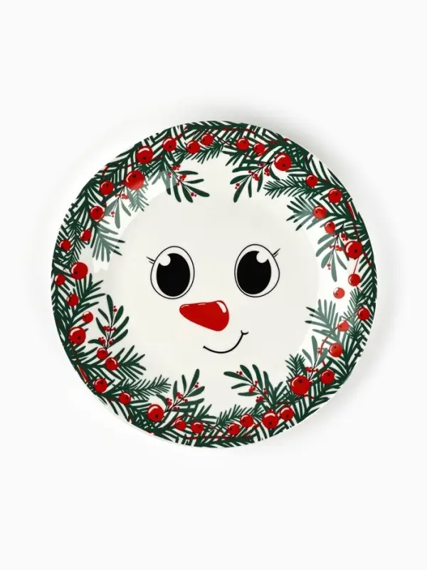 Тарелка плоская новогодняя &laquo;Снеговик Крош&raquo;, d=20 см