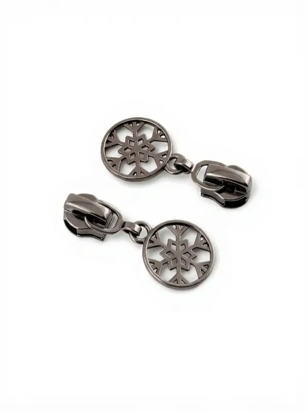 Бегунок для молнии &laquo;Спираль&raquo;, №5, &laquo;Снежинка&raquo;, 10 шт., цвет чёрный никель