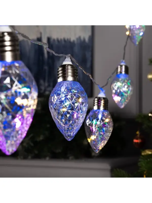 Гирлянда &laquo;Нить&raquo; 3 м с насадками &laquo;Лампочки шишки&raquo;, IP20, прозрачная нить, 80 LED, свечение мульти, 8 режимов, 220 В