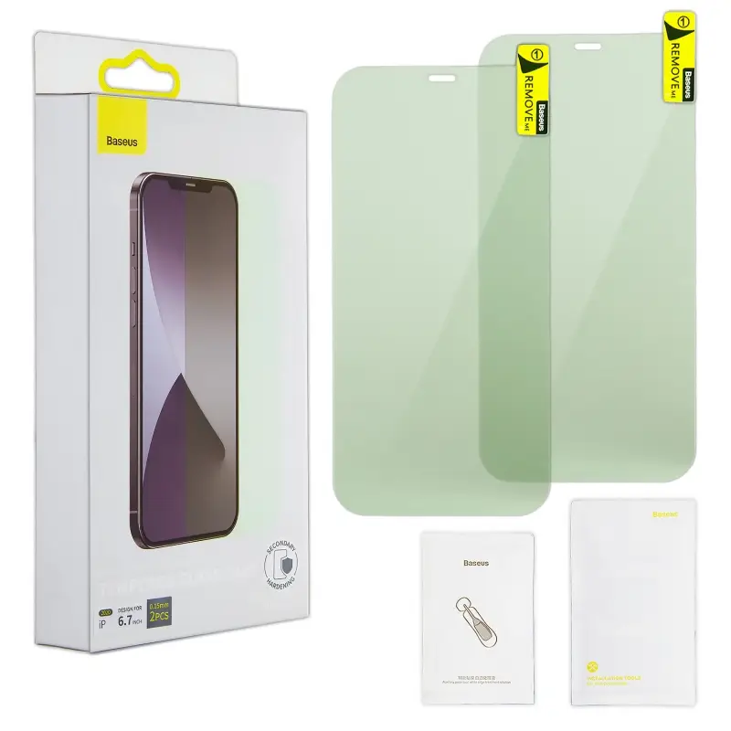 Защитное стекло IPH 12 Pro Max (6.7) Baseus Block Harmful Green Light Glass 0.15mm 2 шт Защитное стекло IPH 12 Pro Max (6.7) Baseus Block Harmful Green Light Glass 0.15mm 2 шт