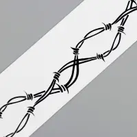 Переводная тату на тело чёрная «Браслет. Колючая проволока. Волны», 20×3 см