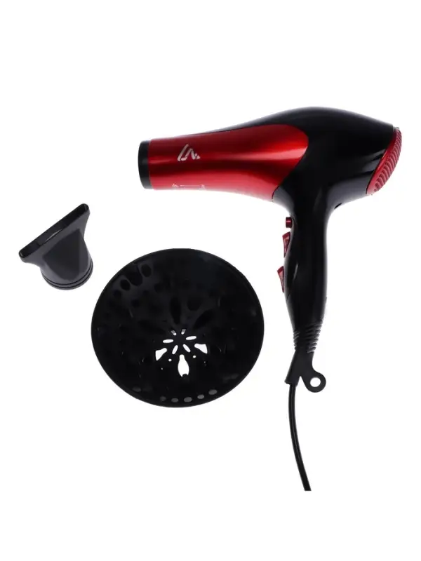 Фен Luazon LGE-004, 3800 Вт, 2 скорости, 3 температурных режима, красно-чёрный