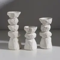 Подсвечник полистоун "Стоунхендж" d=3 и 5,5 см набор 3 шт 6,5х7х12 6,5х7х16 6,5х7х20 см