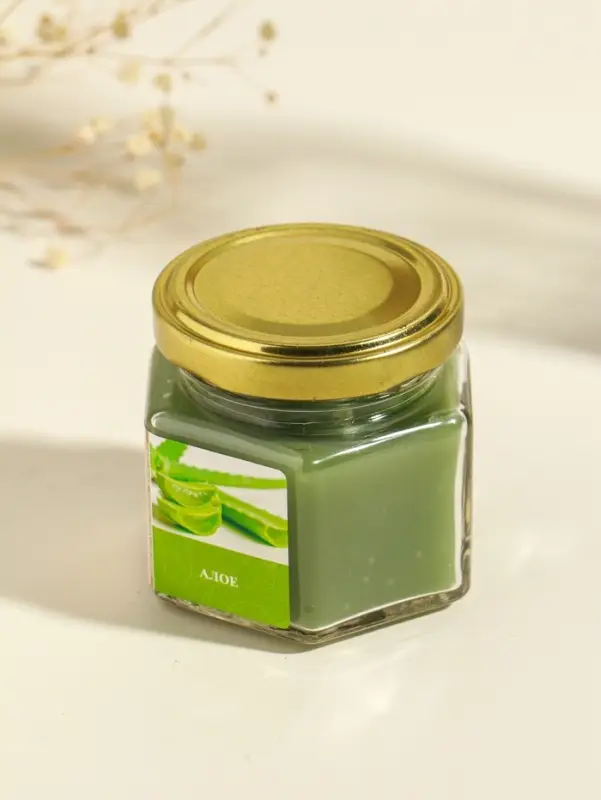 Свеча ароматическая в банке 70 гр воска, алое Свеча ароматическая в банке 70 гр воска, алое