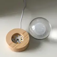 Световая фигурка &laquo;Одуванчик&raquo;, LED-ночник, стекло d=6 см, подставка дерево, USB, 6.5&times;6.5&times;7.5 см