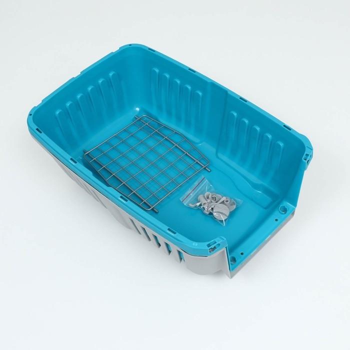 Переноска для животных пластиковая 47 х 30 х 35 см, вес до 9 кг, синяя Переноска для животных пластиковая 47 х 30 х 35 см, вес до 9 кг, синяя