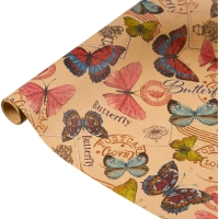 Бумага упаковочная крафт Троп.бабоч,в лист,100х70,немел,80 г/м2,44736