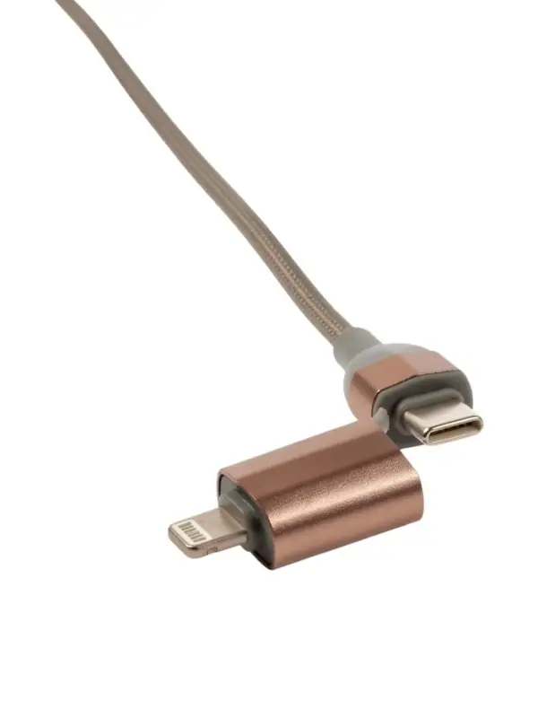 Кабель 2 Type-C - USB, Lighting, 3 А, 1 м, серый