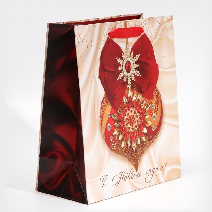 Пакет подарочный новогодний ламинированный «Драгоценности», ML 23 х 27 х 11,5 см, Новый год Пакет подарочный новогодний ламинированный «Драгоценности», ML 23 х 27 х 11,5 см, Новый год