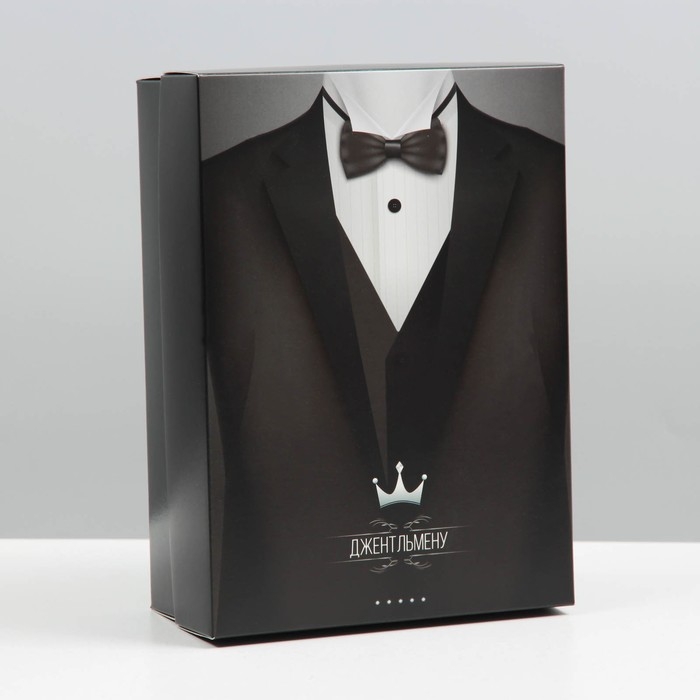 Коробка подарочная, крышка-дно, сборная Коробка подарочная, крышка-дно, сборная "Джентльмен", 21 х 15 х 7 см