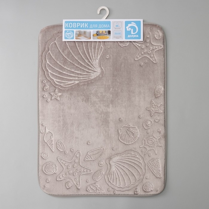 Коврик для ванной Доляна «Морское дно», 50×70 см, цвет серый Коврик для ванной Доляна «Морское дно», 50×70 см, цвет серый
