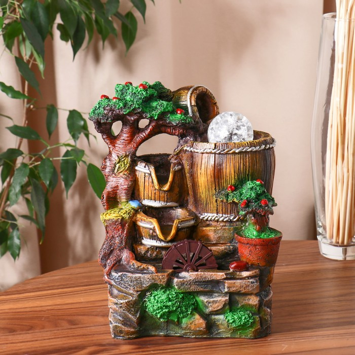 Фонтан "Кадки под деревом" 13,5х18х27 см (с подсветкой)