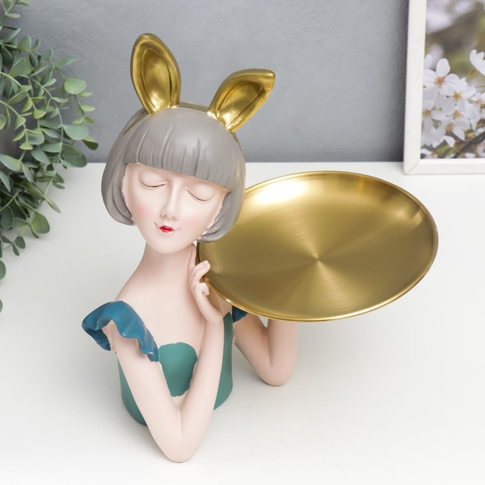 Сувенир полистоун подставка  Сувенир полистоун подставка "Девушка с зачьими ушками" 32х17х24 см