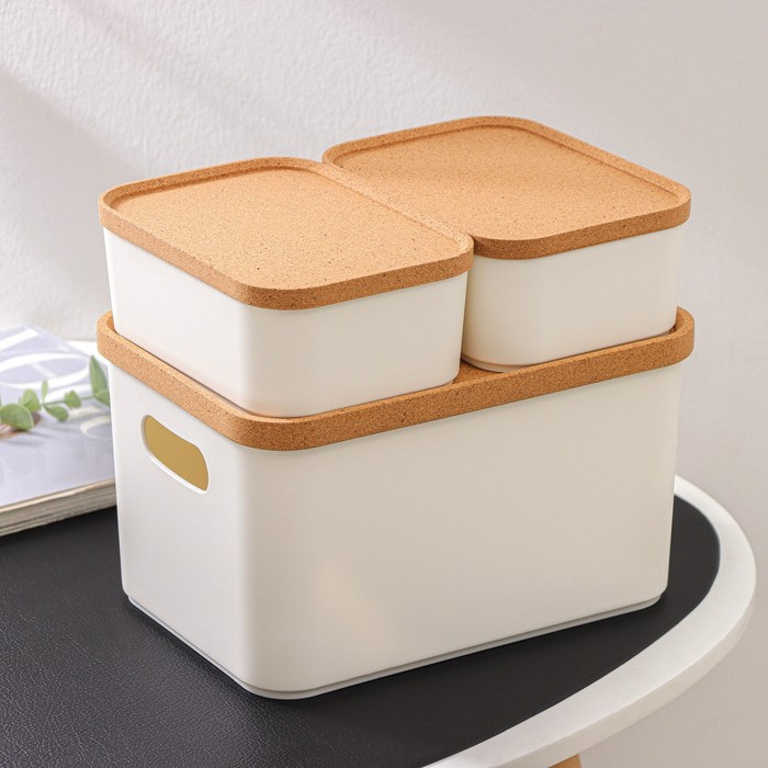 Набор органайзеров для хранения Korely, 3 предмета: 2,4 л / 0,76 л / 0,76 л, цвет слоновая кость Набор органайзеров для хранения Korely, 3 предмета: 2,4 л / 0,76 л / 0,76 л, цвет слоновая кость