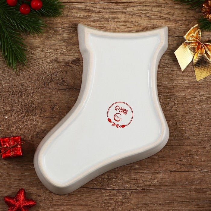 Новый год. Блюдо керамическое «С Новым годом!», 20х15.5х3 см, цвет белый